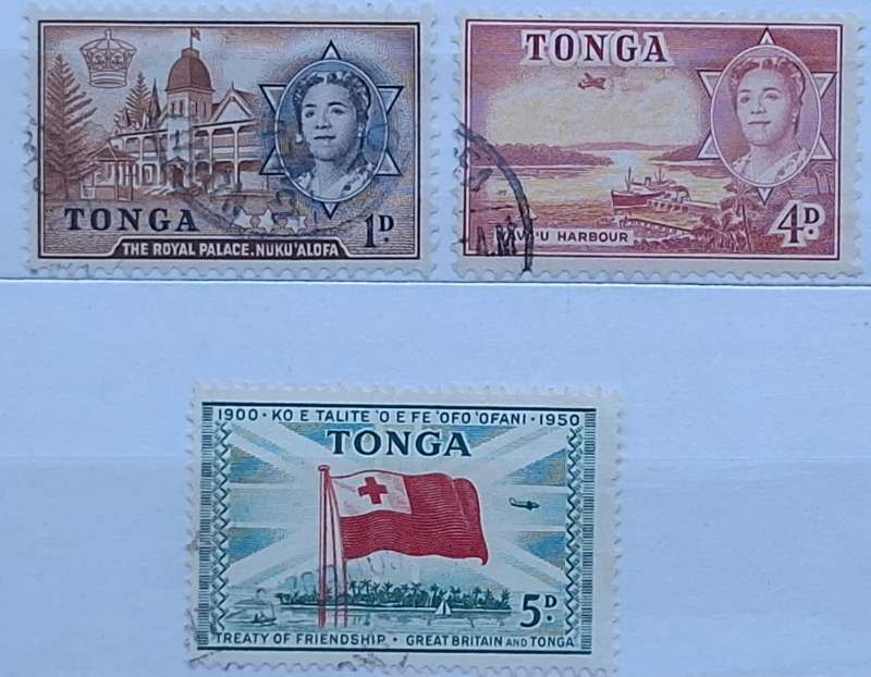Tonga Mixed Lot of 3 Used Hinged stamps