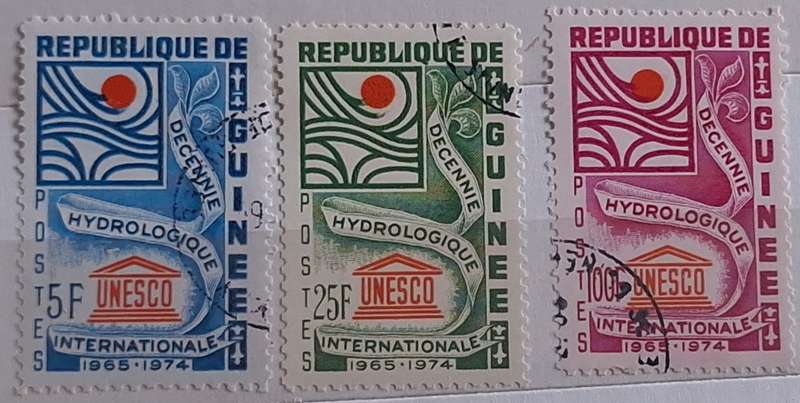 Guinea 1966 Unesco Hydrological Decade Set of 3 Cancelled stamps