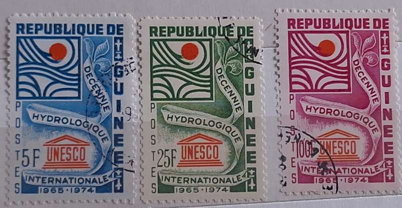 Guinea 1966 Unesco Hydrological Decade Set of 3 Cancelled stamps