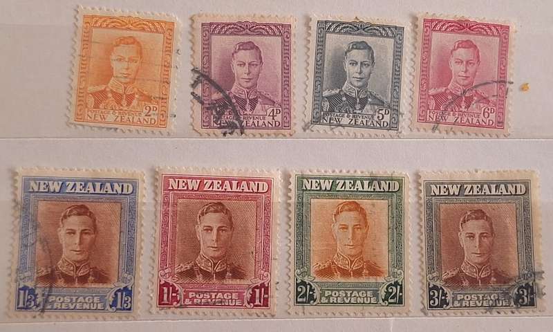 New Zealand 1938 King George VI 8 Used Stamps