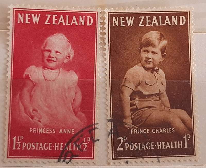 New Zealand 1952 Health Issue Anne and Charles Set of 2 Used stamps