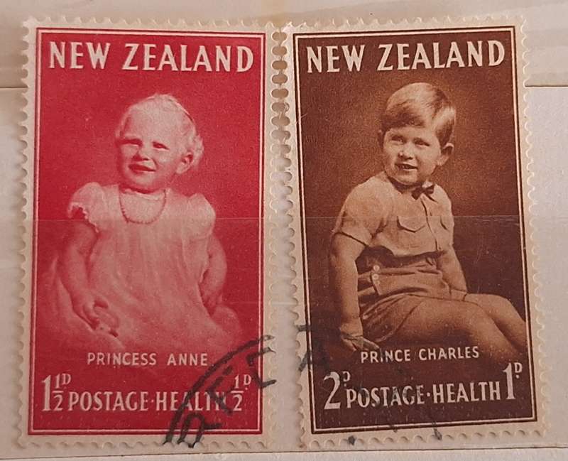 New Zealand 1952 Health Issue Anne and Charles Set of 2 Used stamps
