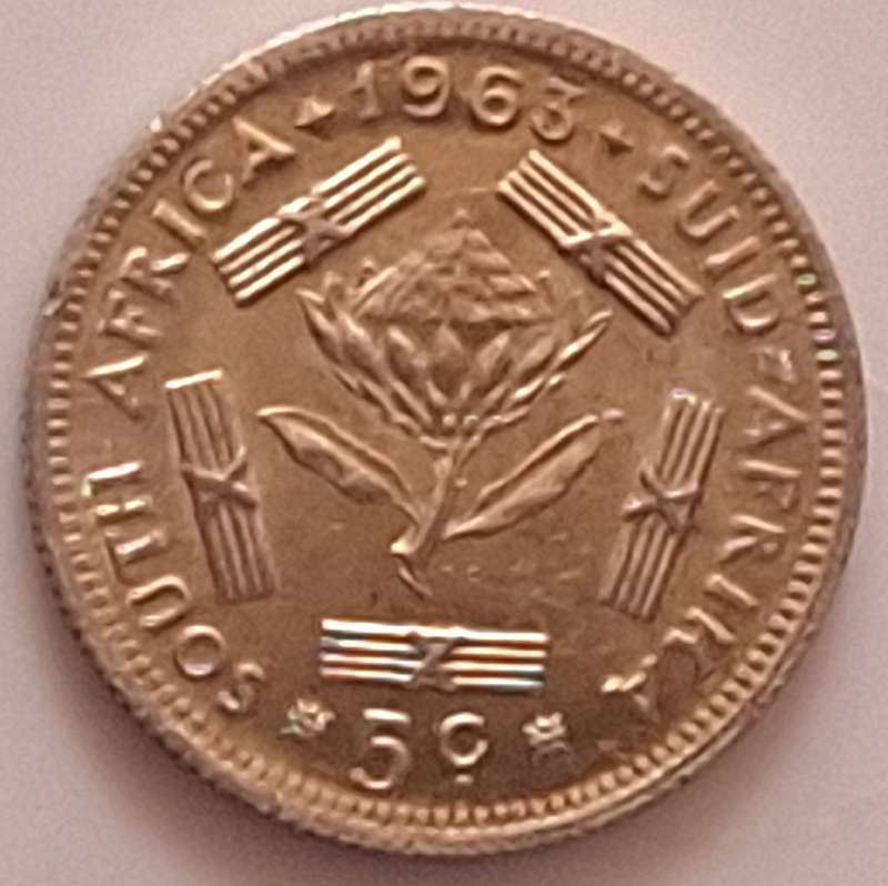 South Africa 1963 5c Silver