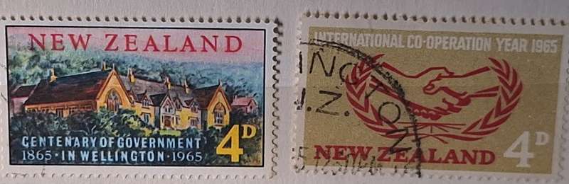 New Zealand 1965 Government Centennial and International Co-operation Year 2 Used stamps