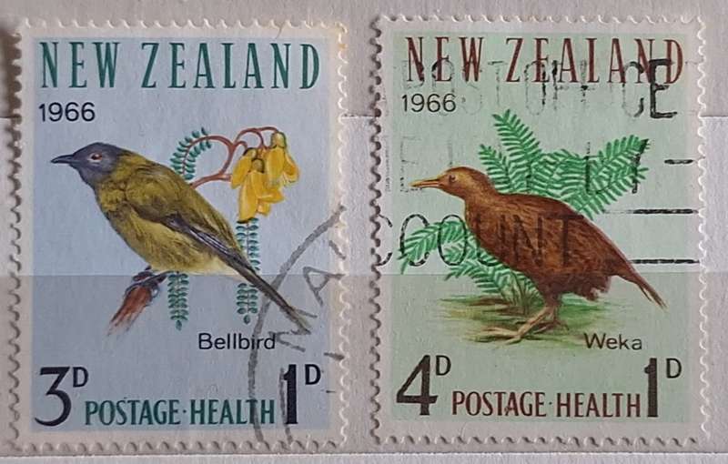 New Zealand 1966 Health Issue Birds Set of 2 Used Hinged stamps