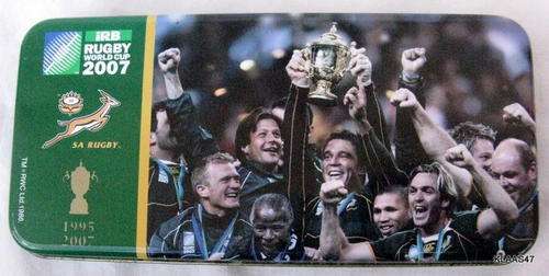 PENCIL TIN : IRB : RUGBY WORLD CUP 2007 : 18.5x8.5x2.3cm