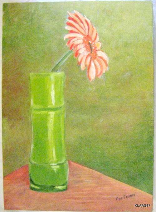 FLOWER : PAT FOURIE : OIL - PAINTED ON ARTIST CANVAS PANEL : 35.5x25.5cm