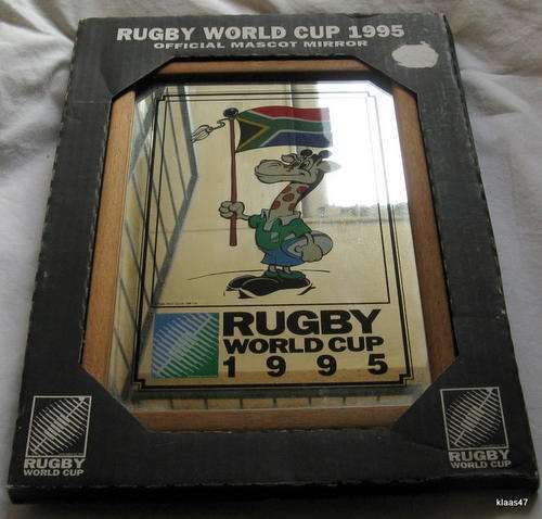 RUGBY WORLD CUP 1995 : OFFICIAL MASCOT MIRROR : 180x270mm : STILL IN ORIGINAL BOX