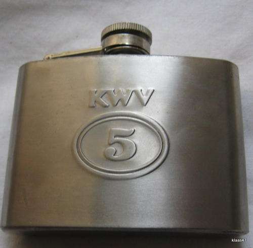 HIP FLASK : 4OZ : STAINLESS STEEL : KWV 5