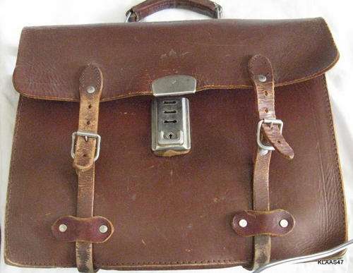 LEATHER BRIEF CASE : "OLD SOUTH AFRICAN" CREST -  VERY  WORN ( SEE PICTURES )