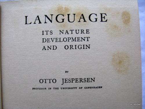 Language: It Nature Development and Origin - Otto  Jespersen - Hardcover  1928  REPRINT