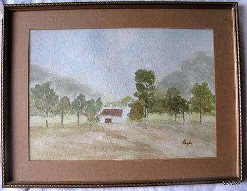 Framed Watercolour Landscape by Leigh