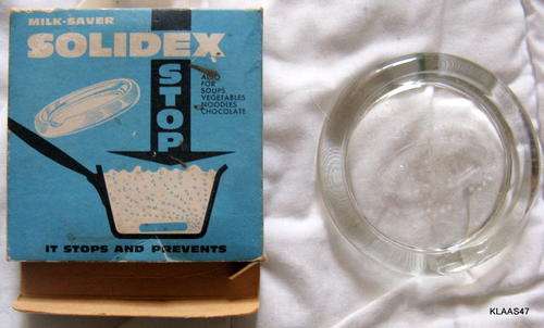 SOLIDEX : MILK-SAVER : MADE IN FRANCE : GLASS - 8cm DIAMETER : **PREVENTS BOILING OVER**