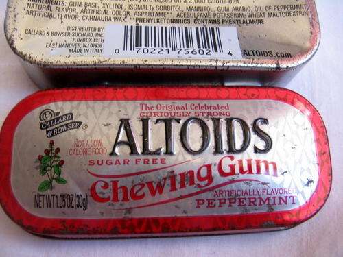 EMPTY TIN : ALTOIDS - CHEWING GUM : CALLARD & BOWSER : 8.5x3.5x2cm