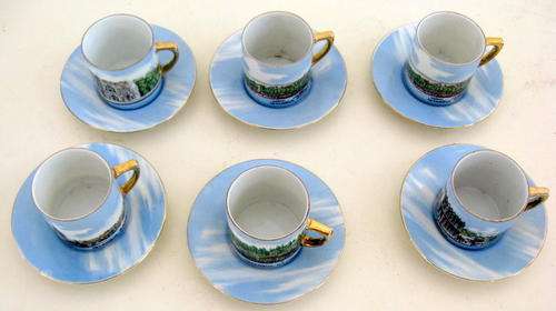 6 small COFFEE CUPS & SAUCERS : EPIAG D.F. CZECHOSLOVAKIA : ISTANBUL HATIRASI