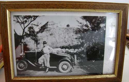 FRAMED PHOTO : UNCLE BILL - HIS "DICKY" CAR : FRAMED SIZE - 15.5x10.4cm