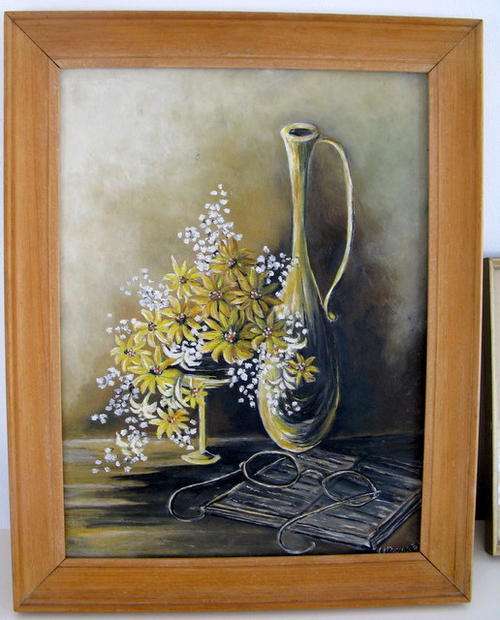 OIL PAINTING : OIL ON HARDBOARD : C.BEUKES : FRAMED SIZE - 37.5x47.5cm
