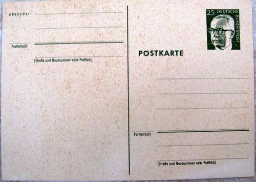 Postkarte : Deutsche  Bundespost : Pre Printed - Blank on Reverse