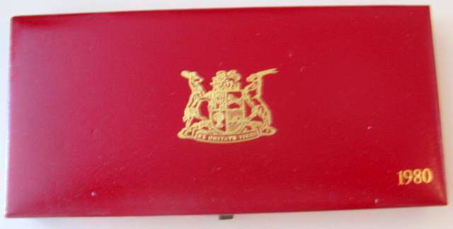 South African Long proof set emty box 1980 Please see condition of the box