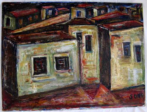HIGHWAY : ACRYLIC - PAINTED ON HARDBOARD : SIGNED - SUNN : 60.4x45.2cm : **NOT FRAMED**