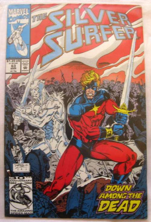 The Silver Surfer Down among the dead Marvel comics Mar 63 in plastic