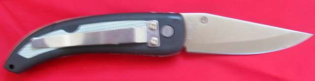 KNIFE - D.O.W.: WITH CLIP FOR BELT : 17.5cm LONG WHEN OPEN : **HANDLE COLOUR PANEL MAY DIFFER**