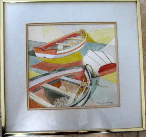 Framed Watercolour of Boats by A Stubbs