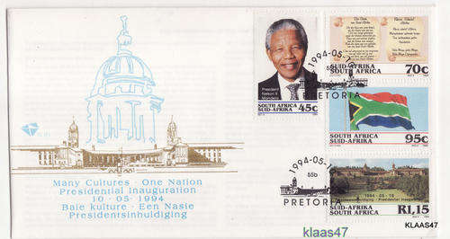 NELSON MANDELA 1994 INAUGURATION  FDC  (Nelson Mandela SA 1994 - FDC No. 6.3b - First FDC )