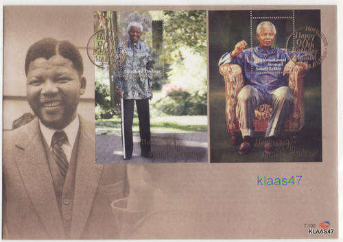 RSA  2008  FDC  7130  MANDELA  90TH  BIRTHDAY  (you are bidding per fdc )
