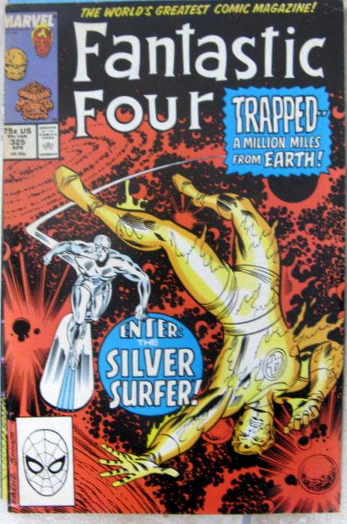 Fantastic four .Trapped a million miles from earth .Enter the silver surfer marvel comics April 325
