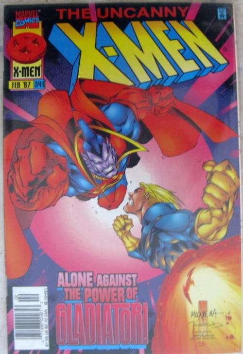 X --Men the uncanny  alone against the power of Gladiatori marvel comics Feb 97  341 in plastic