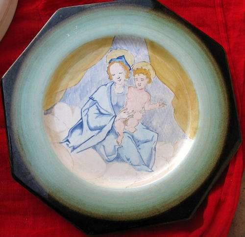 8-SIDED DECORATIVE PLATE POT ELIZABETH CT DECORATED P FERGUSON
