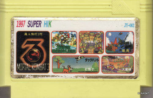 GAME CARTRIDGE : 1997 SUPER HIK : JY-062 : MORTAL KOMBAT III 18 IN 1 SERIES