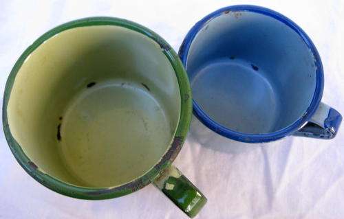 2 ENAMEL MUGS