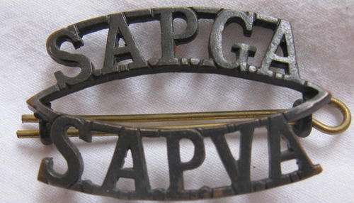 SOUTH AFRICAN PERMANENT GARRISON ARTILLERY : SHOULDER TITLE : S TYPE