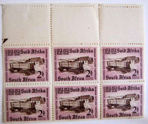 BLOCK OF 6 MINT 2D STAMPS : EEUFEES  DUITSE  SETLAARS
