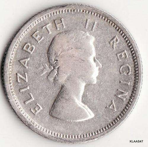 1956 SOUTH AFRICAN SILVER sixpence 6D