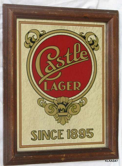 CASTLE LAGER : FRAMED MIRROR SIGN : 29.5x38.7cm