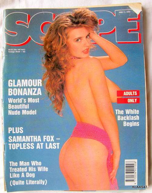 Scope June 1993 Samantha Fox topless at last .The white backlash beginst .Dinky  for the Memory