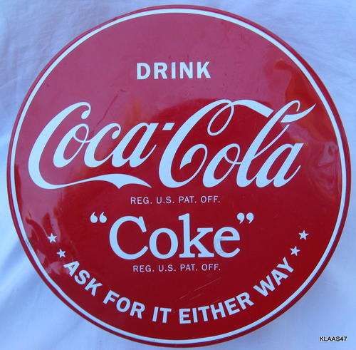 DRINK COCA-COLA "COKE" : EMPTY TIN : 19.5cm DIAMETER - 8.5cm DEEP