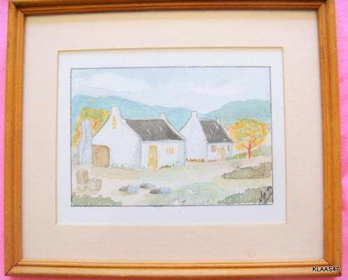 CAPE COTTAGES : WATERCOLOUR : ME BRITT : FRAMED