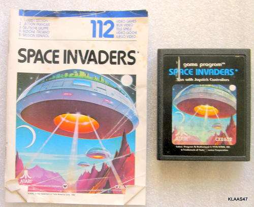 ATARI VIDEO COMPUTER GAME CARTRIDGE : SPACE INVADERS : IN ORIGNAL BOX WITH BOOKLET