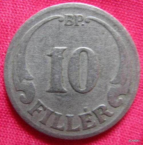 MAGYAR KIRALYSAG : KINGDOM OF HUNGARY : 10 FILLER -BP- 1926 (STEEL)