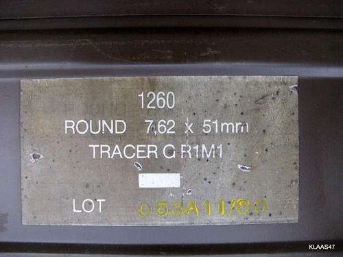 METAL AMMO BOX - 7506 A80 : EMPTY : WAS USED FOR -  ROUND 7,62x51mm TRACER G R1M1 : 42X28.5X19CM