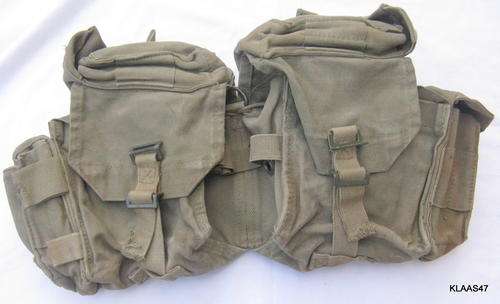SADF : BORDER WAR ERA : POUCHES WORN ON BELT : 2 each 17x15x9cm - sides and tops 14x9x5.5cm