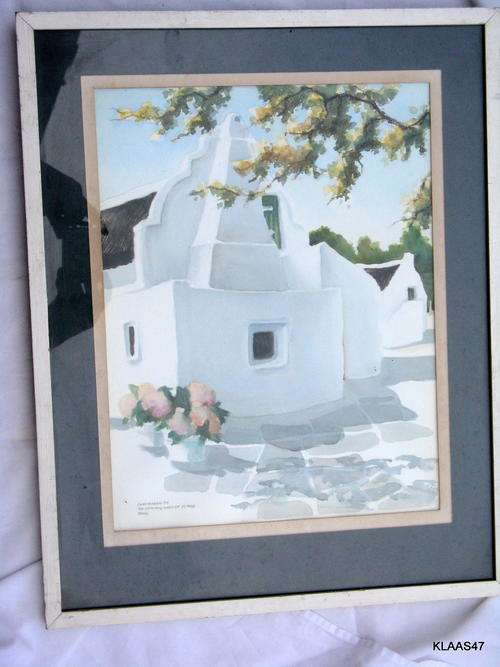 Framed Watercolour THE CHIMNEY GABLE OF DE HOOP, PAARL by C WHITEHEAD