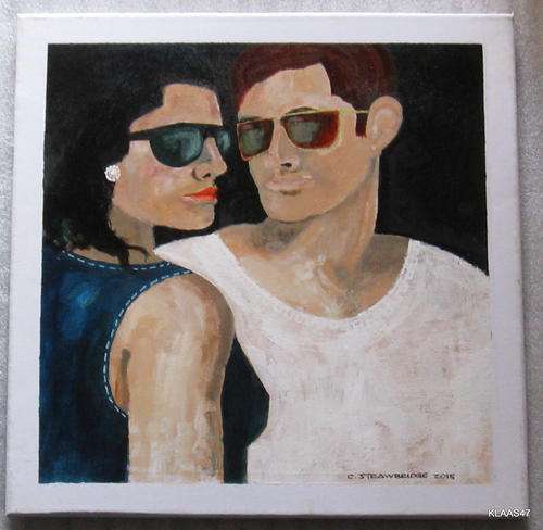 C.STRAWBRIDGE : OIL ON CANVAS : "WHO IS SHE?" OR "LOOK AT ME, PLEASE" : 40.5X40.5CM