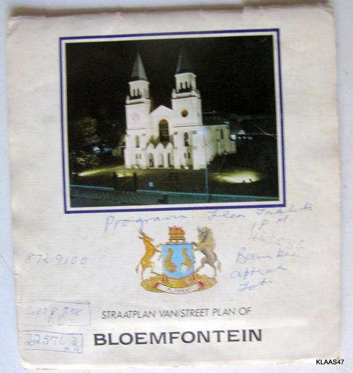 STRAATPLAN VANSTREET PLAN OF BLOEMFONTEIN  PRINTED BY DREYER PRINTERS  NO DATE