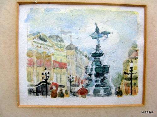 FOUNTAIN : WATERCOLOUR : SIGNED - HULSEY : FRAMED