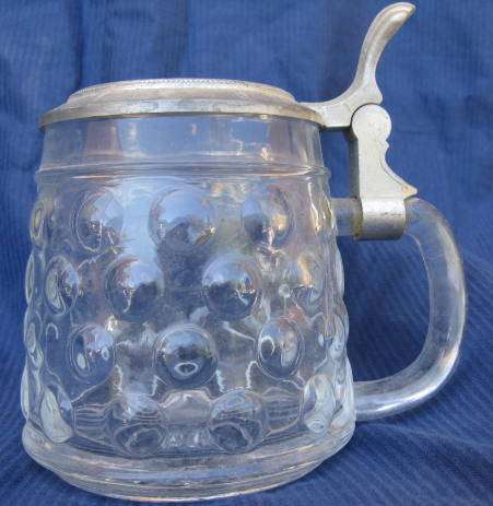 GLASS BEER STEIN WITH LID